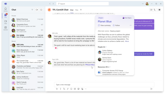 Screenshot: Integration Viva Topics in Microsoft Teams