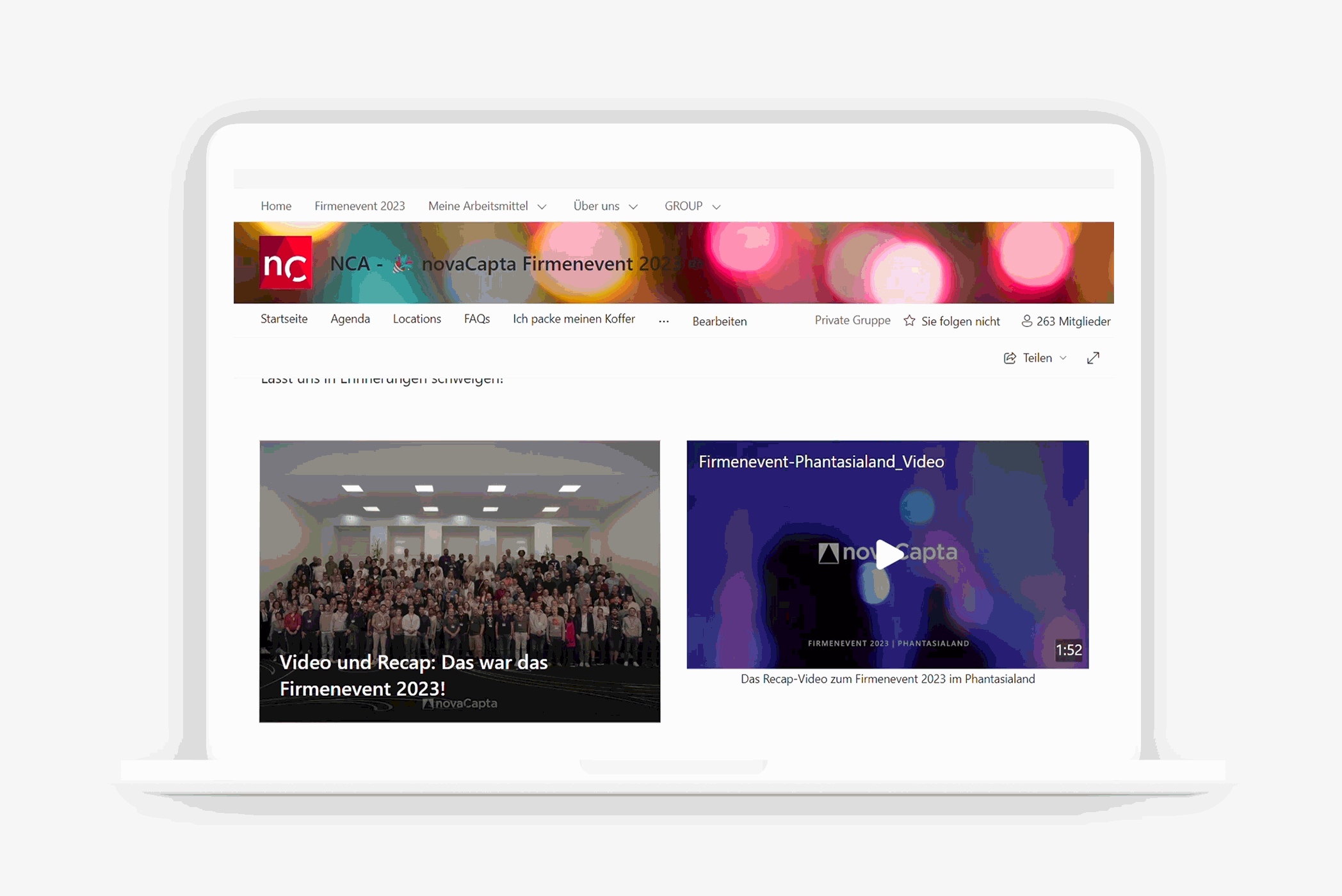 Mock-Up novaCapta SharePoint Site zum Firmenevent