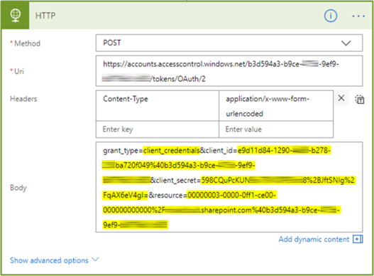 Screenshot Beziehen des Access Tokens in Flow