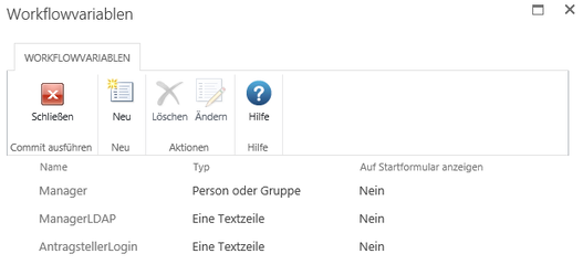 Screenshot Die Workflowvariablen