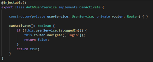 Screenshot vom Code des Auth-Guard-Service