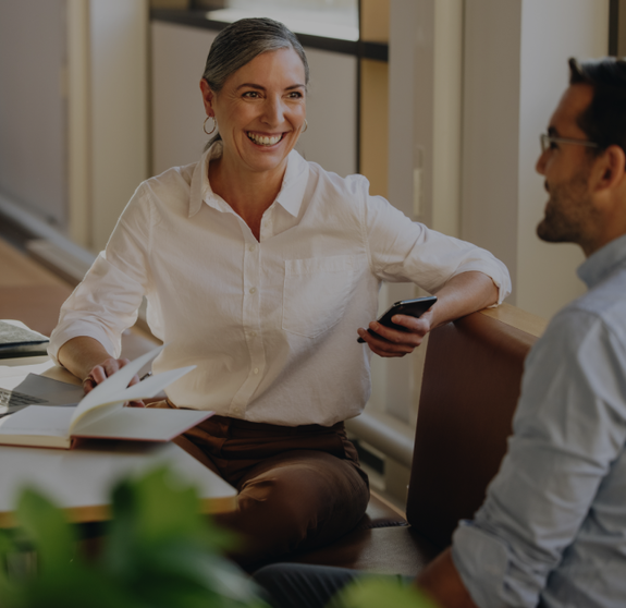 Senior businesswoman meeting with partner