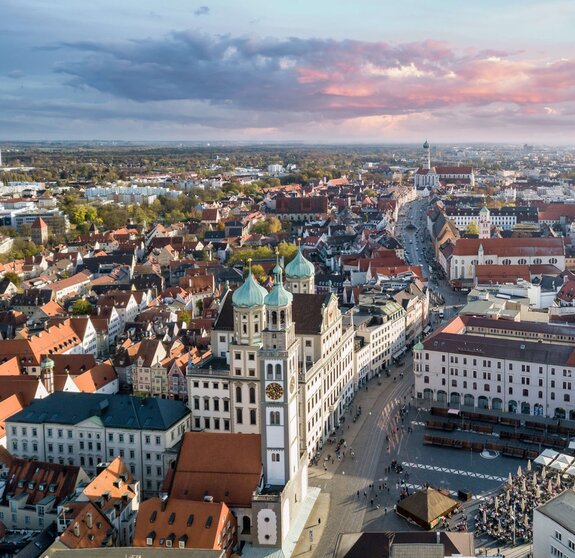 Panoramablick auf die Innenstadt von Augsburg