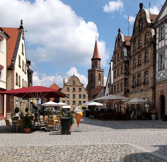 Blick in die Innenstadt von Fürth