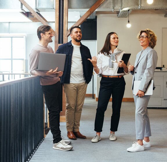 Professionals having a team meeting in an office