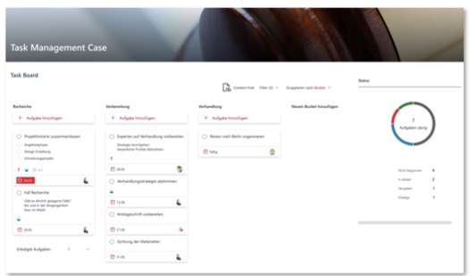 Screenshot der Funktionsweise des nC Legal Matter Hub: Zusammenarbeit in Matters