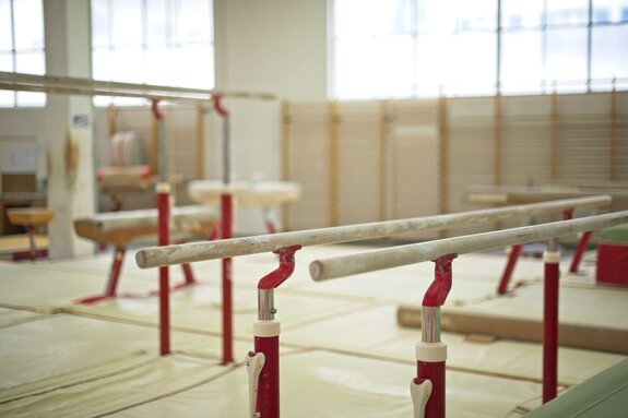 Gymnastics Hall. Gymnastic equipment. Parallel bars