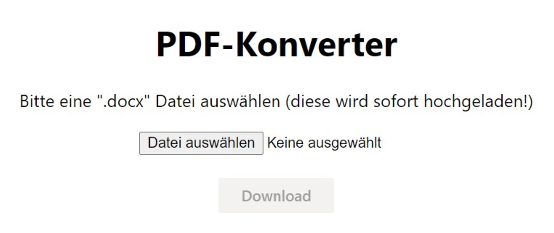 Screenshot App-Oberfläche PDF-Konverter in Power Automate  