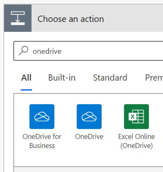 Screenshot OneDrive for Business im PDF-Konverter in Power Automate